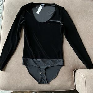NWT JCrew Black Velvet Bodysuit - Medium